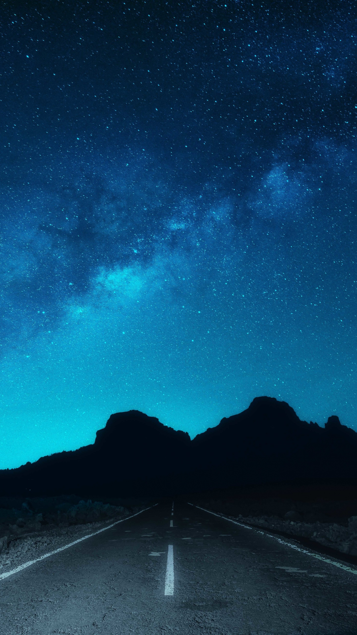 Обои Млечный Путь, синий, ночь, дорога, атмосфера в разрешении 1440x2560