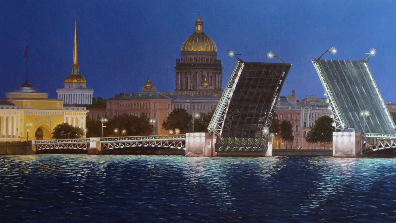 Обои ориентир, блог, ночь, город, вода в разрешении 1280x720