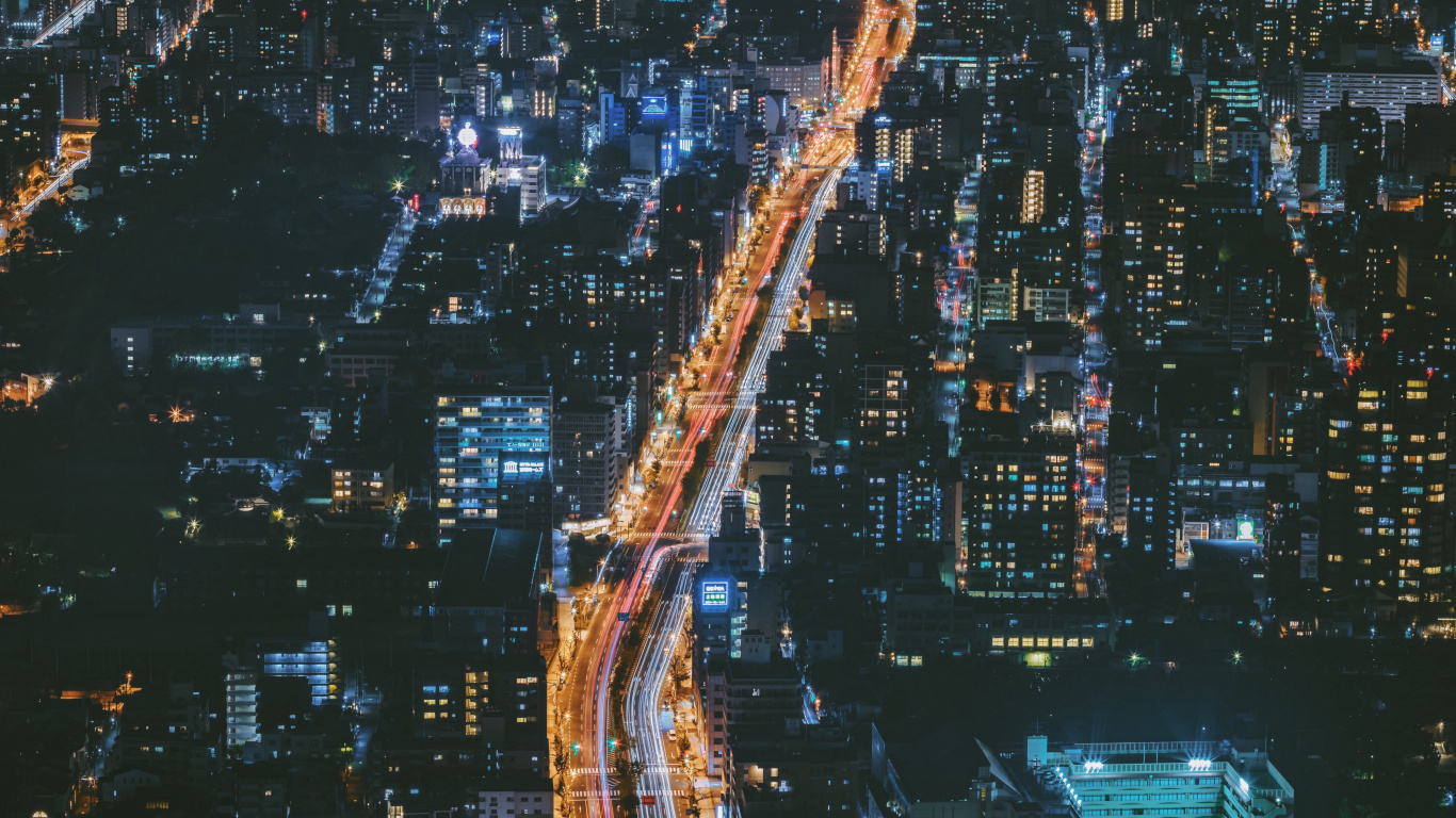 Обои Осака, городской район, городской пейзаж, метрополия, город в разрешении 1366x768