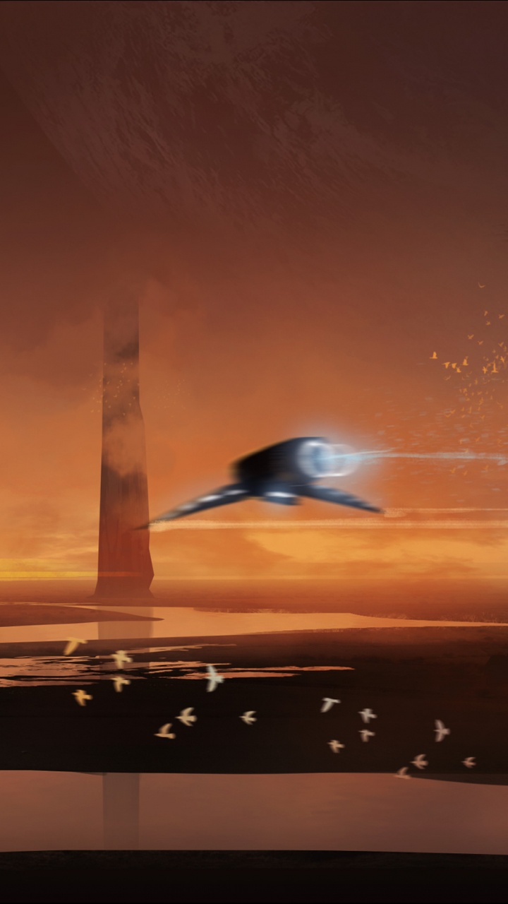 Обои Научная фантастика, арт, артист, пейзаж, закат в разрешении 720x1280