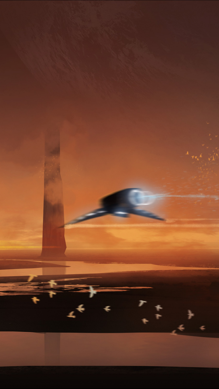 Обои Научная фантастика, арт, артист, пейзаж, закат в разрешении 750x1334