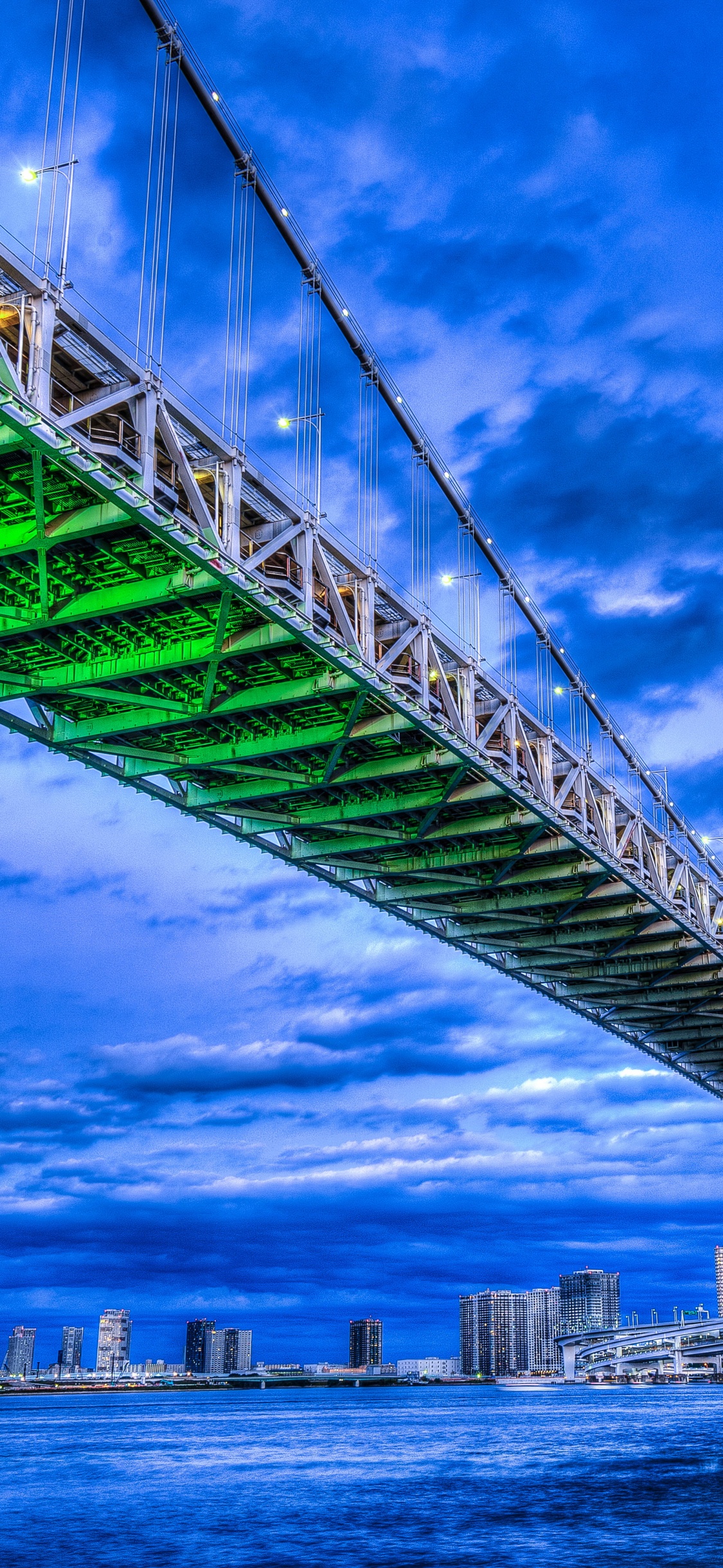 Обои мост, ориентир, вантовый мост, дневное время, подвесной мост в разрешении 1125x2436