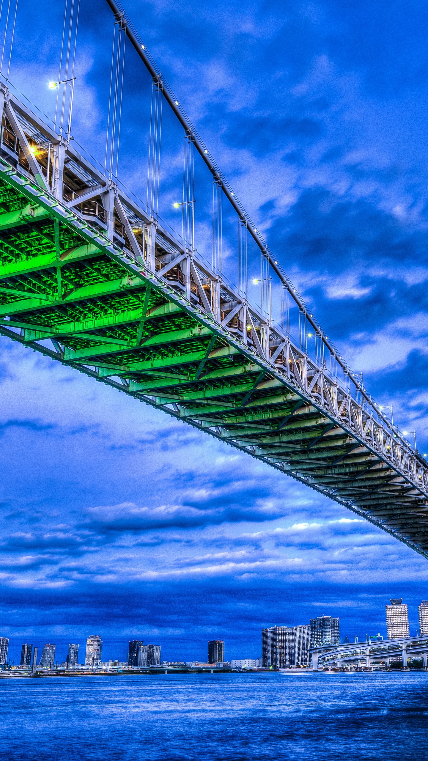 Обои мост, ориентир, вантовый мост, дневное время, подвесной мост в разрешении 1440x2560