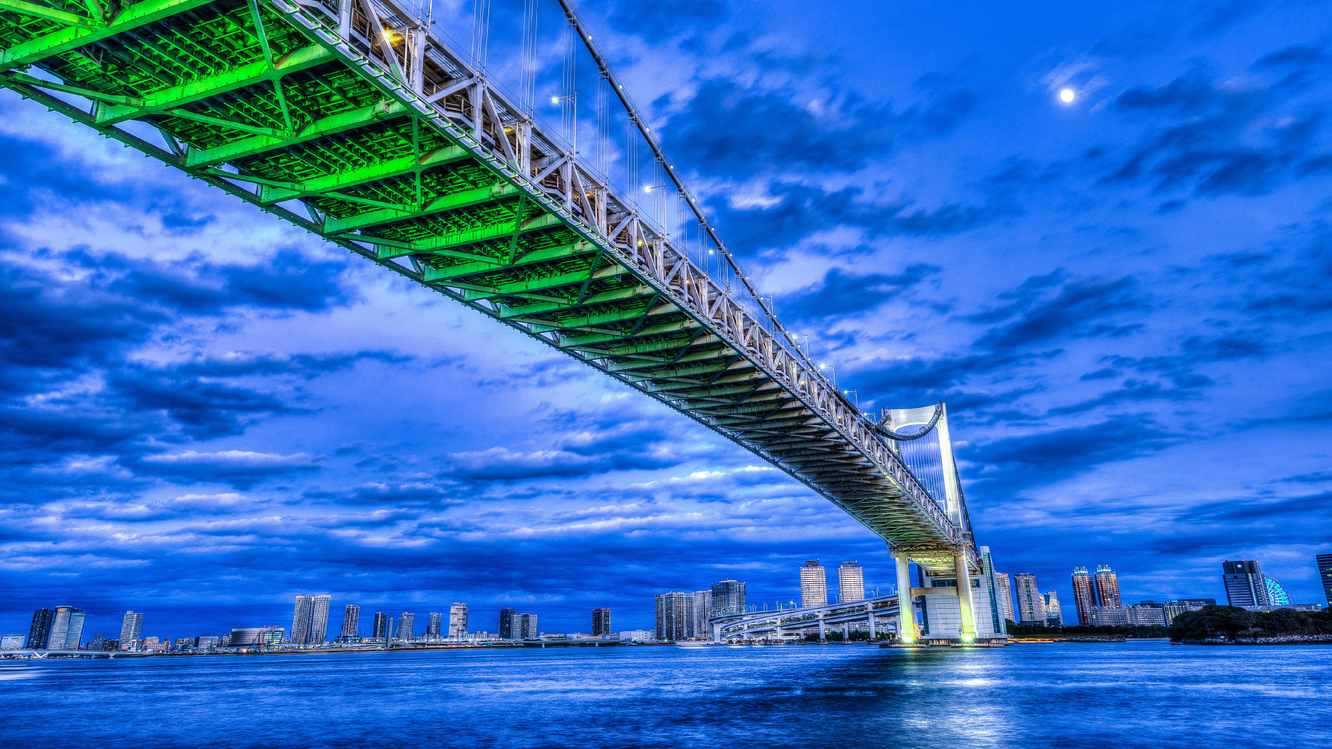 Обои мост, ориентир, вантовый мост, дневное время, подвесной мост в разрешении 1920x1080