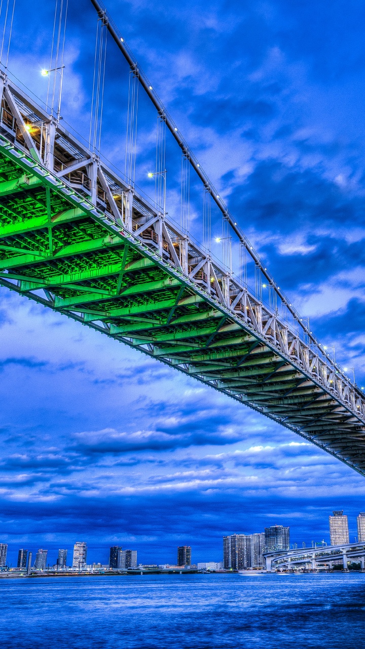 Обои мост, ориентир, вантовый мост, дневное время, подвесной мост в разрешении 720x1280