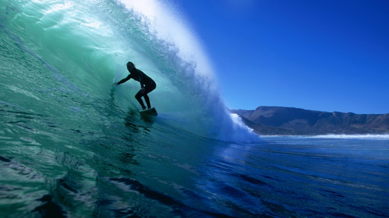 Обои серфинг, волна, доска, boardsport, ветровая волна в разрешении 1366x768