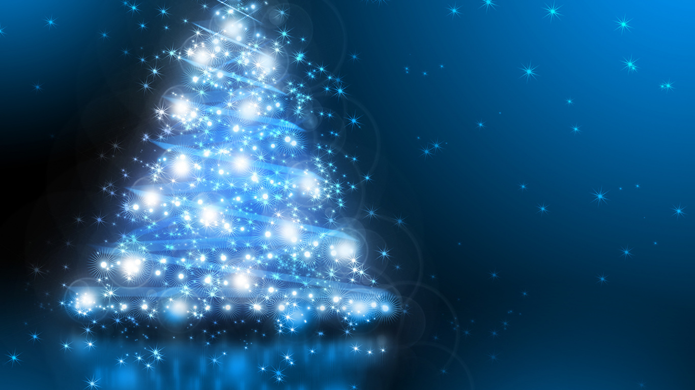 Обои Новый год, Рождественский день, синий, елка, Рождественские украшения в разрешении 1366x768