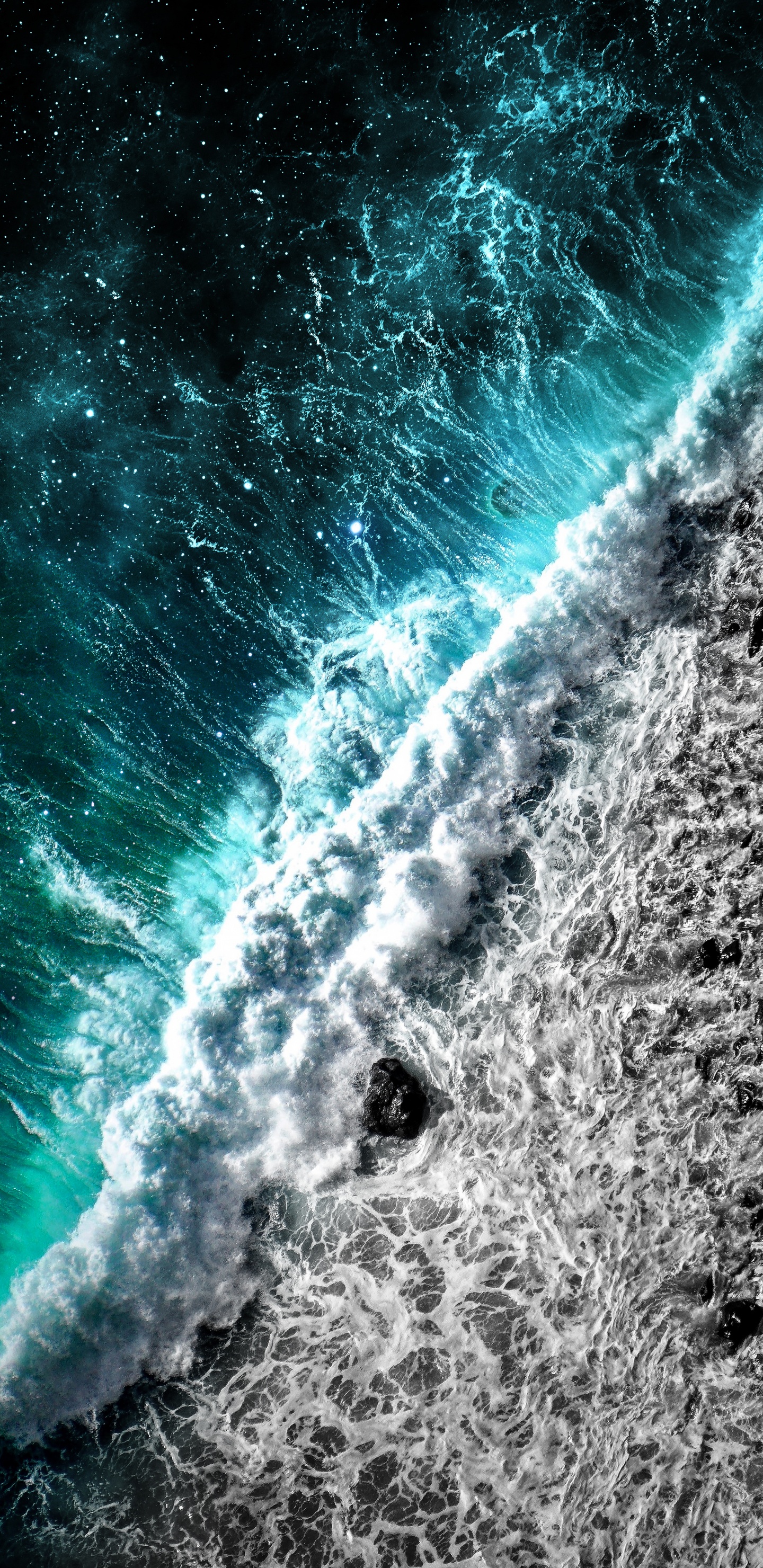 Обои океан, вода, водоток, жидкий, астрономический объект в разрешении 1440x2960