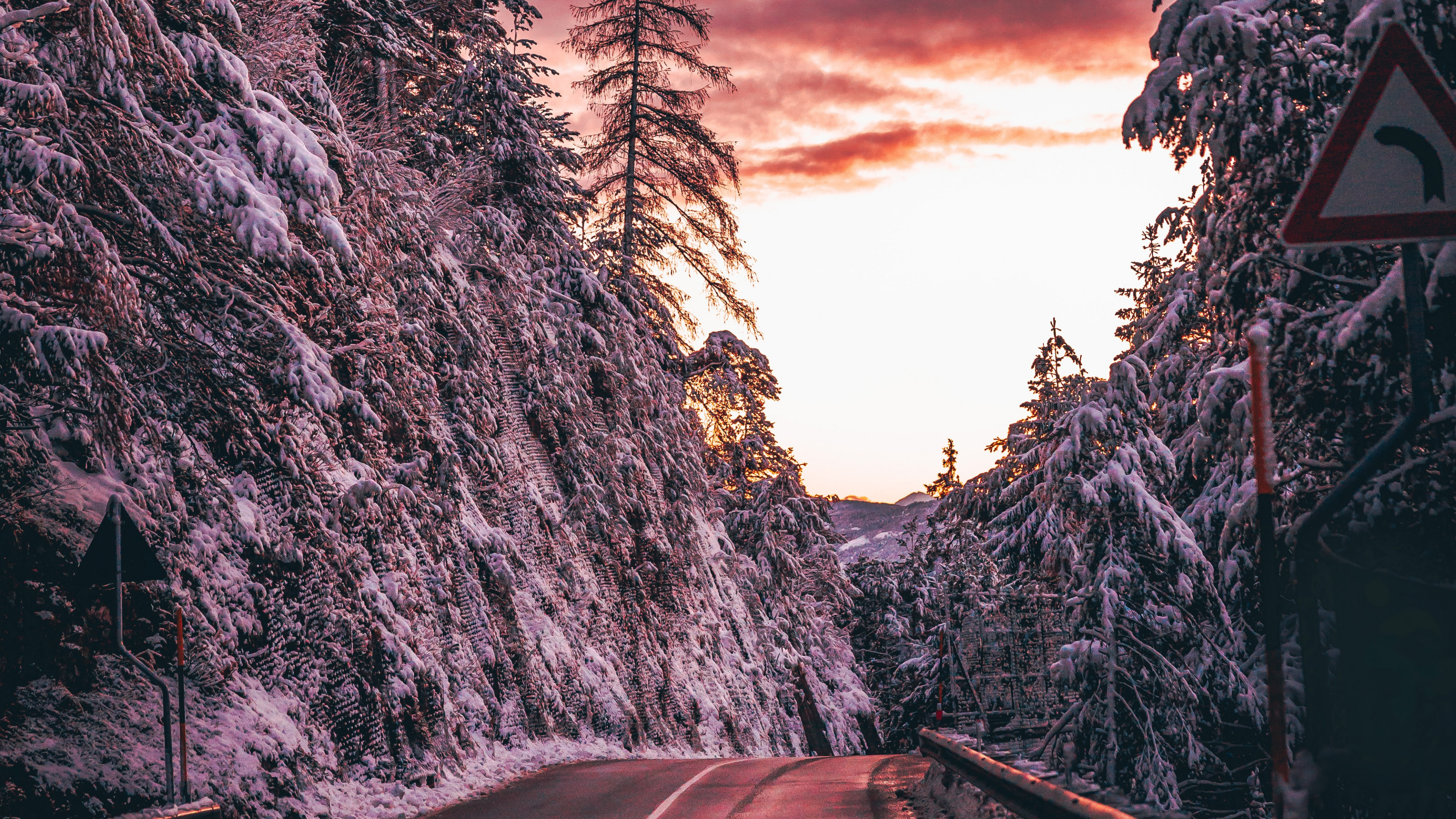 Обои утро, дорожное покрытие, облако, переулок, природный ландшафт в разрешении 3840x2160