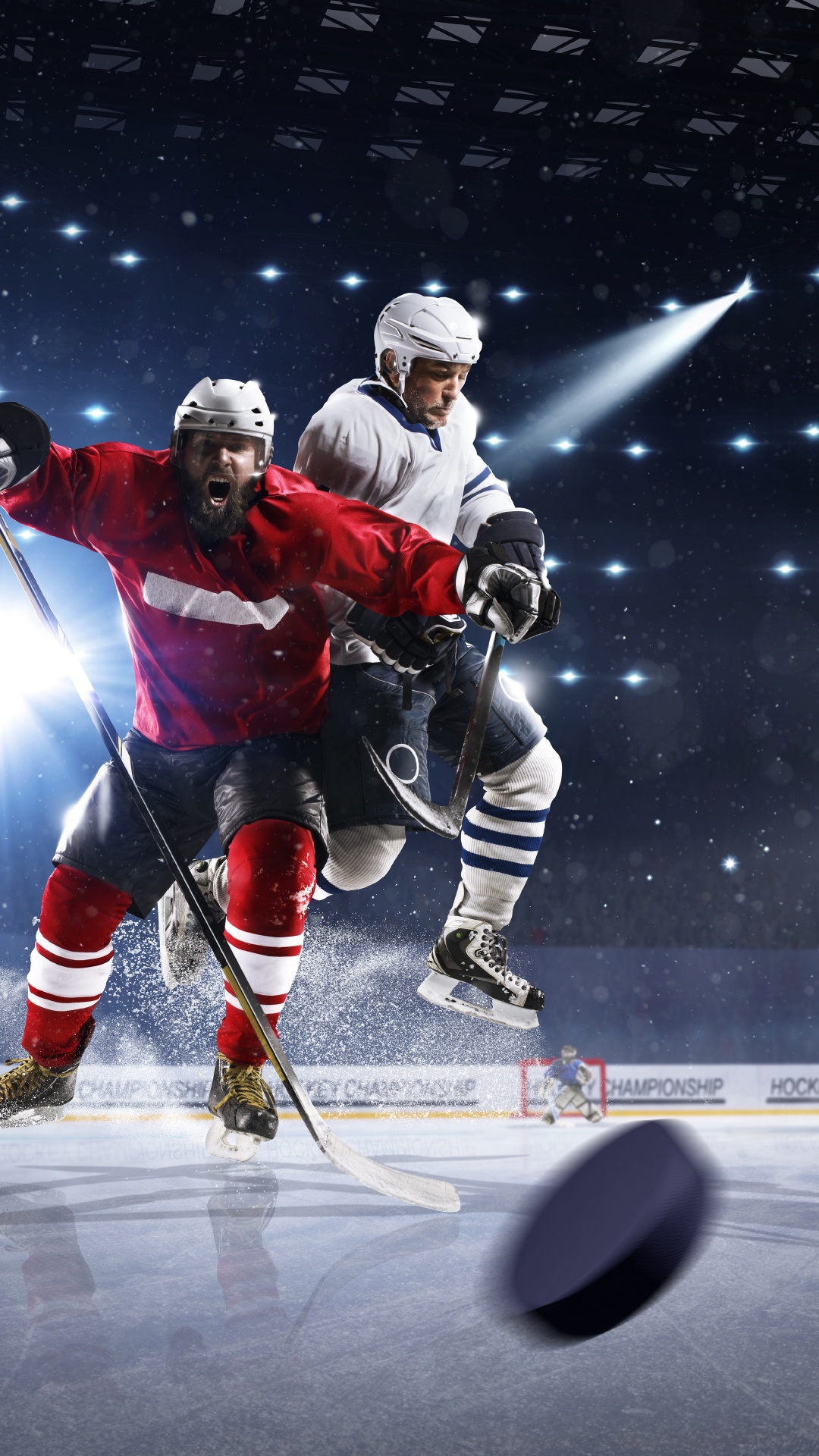 Обои хоккей на льду, хоккейная шайба, хоккей, хоккейная клюшка, командный вид спорта в разрешении 1080x1920