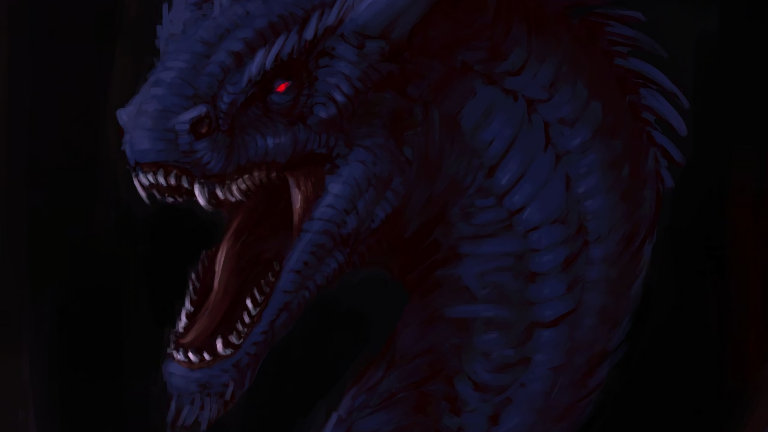 Обои дракон, арт, вымирание, мифическое существо, темнота в разрешении 2560x1440