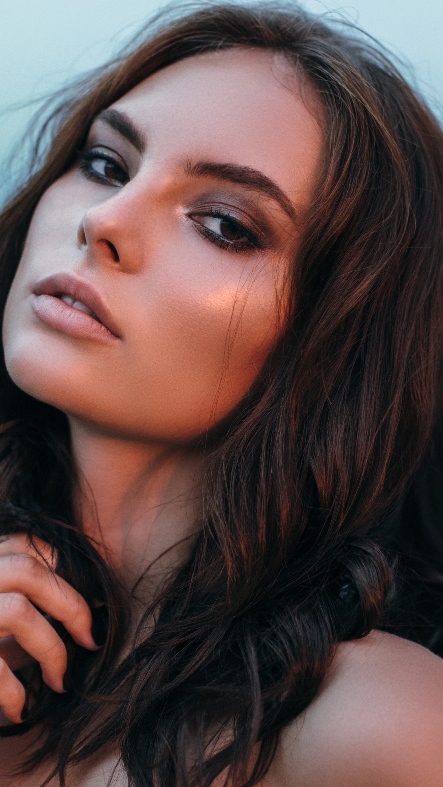 Обои красота, модель, волосы, лицо, губа в разрешении 1440x2560