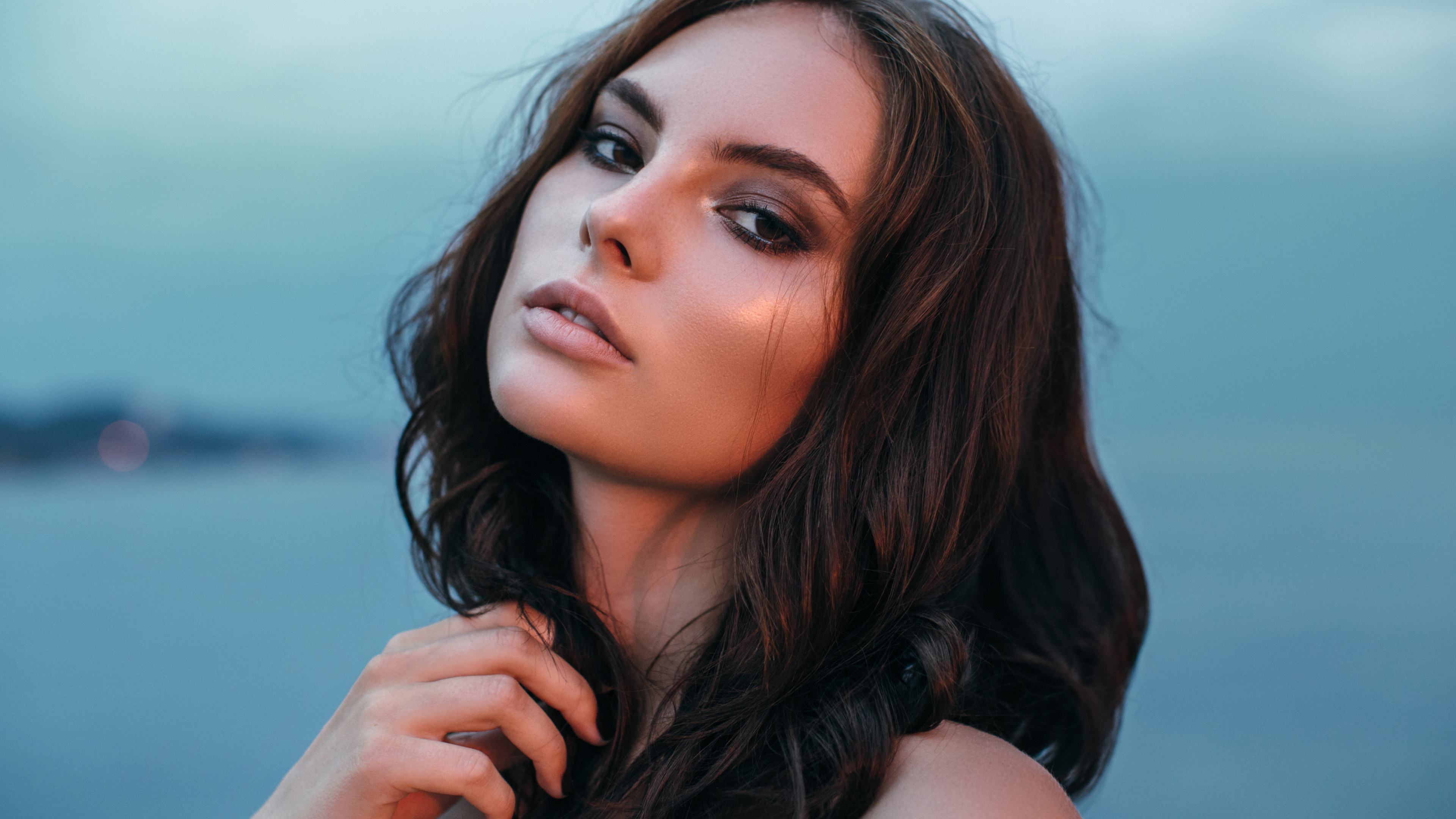 Обои красота, модель, волосы, лицо, губа в разрешении 3840x2160