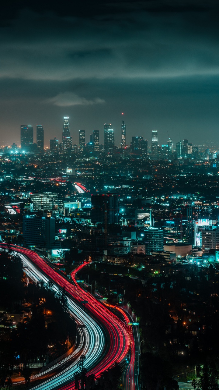 Обои городской пейзаж, город, городской район, метрополия, ночь в разрешении 720x1280