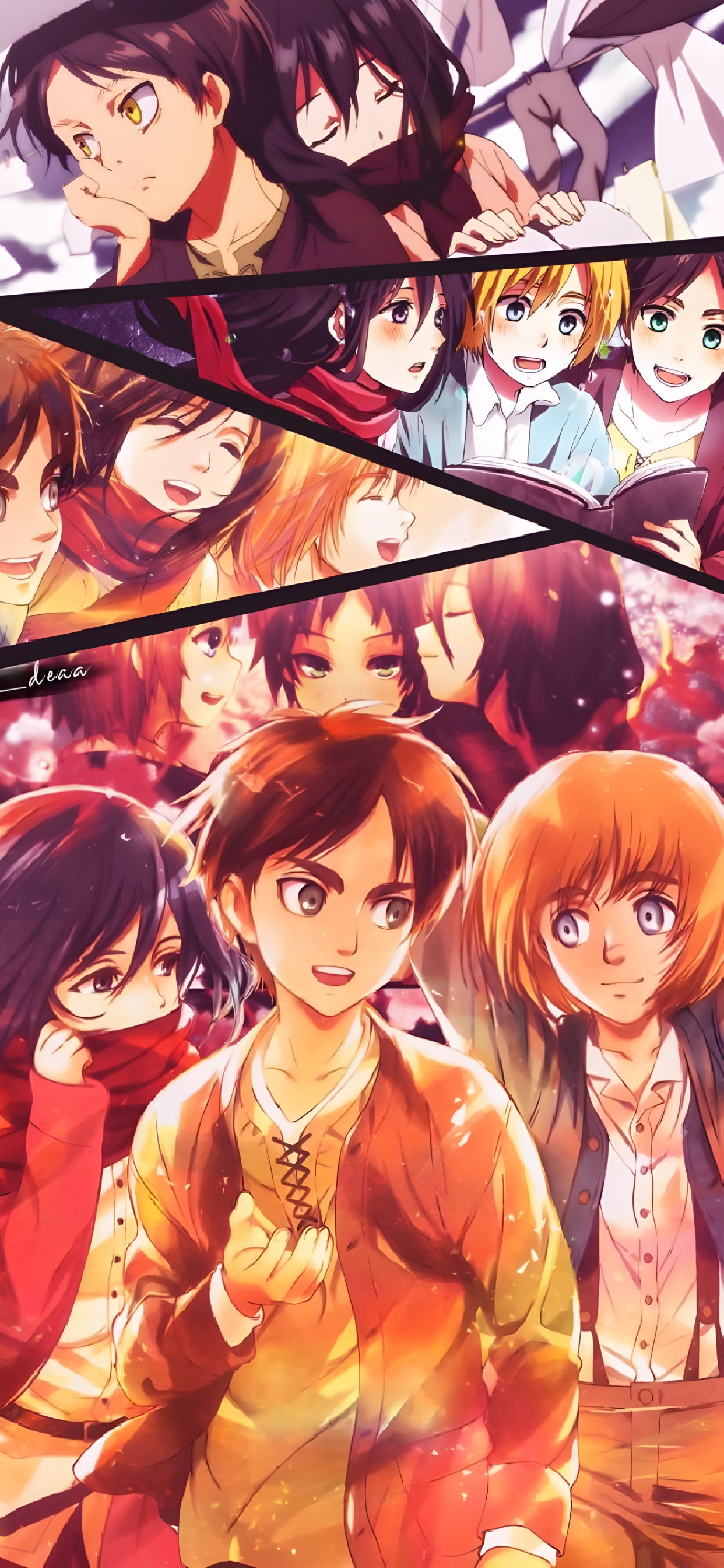 Обои аниме, в DayZ аниме, мультик, нападение на Титан Эрен Микаса Армин, эрен йегер в разрешении 1242x2688