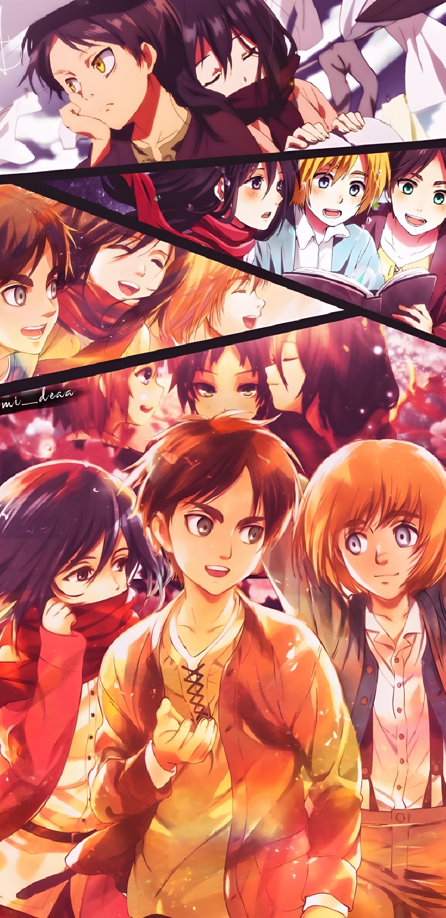 Обои аниме, в DayZ аниме, мультик, нападение на Титан Эрен Микаса Армин, эрен йегер в разрешении 1440x2960