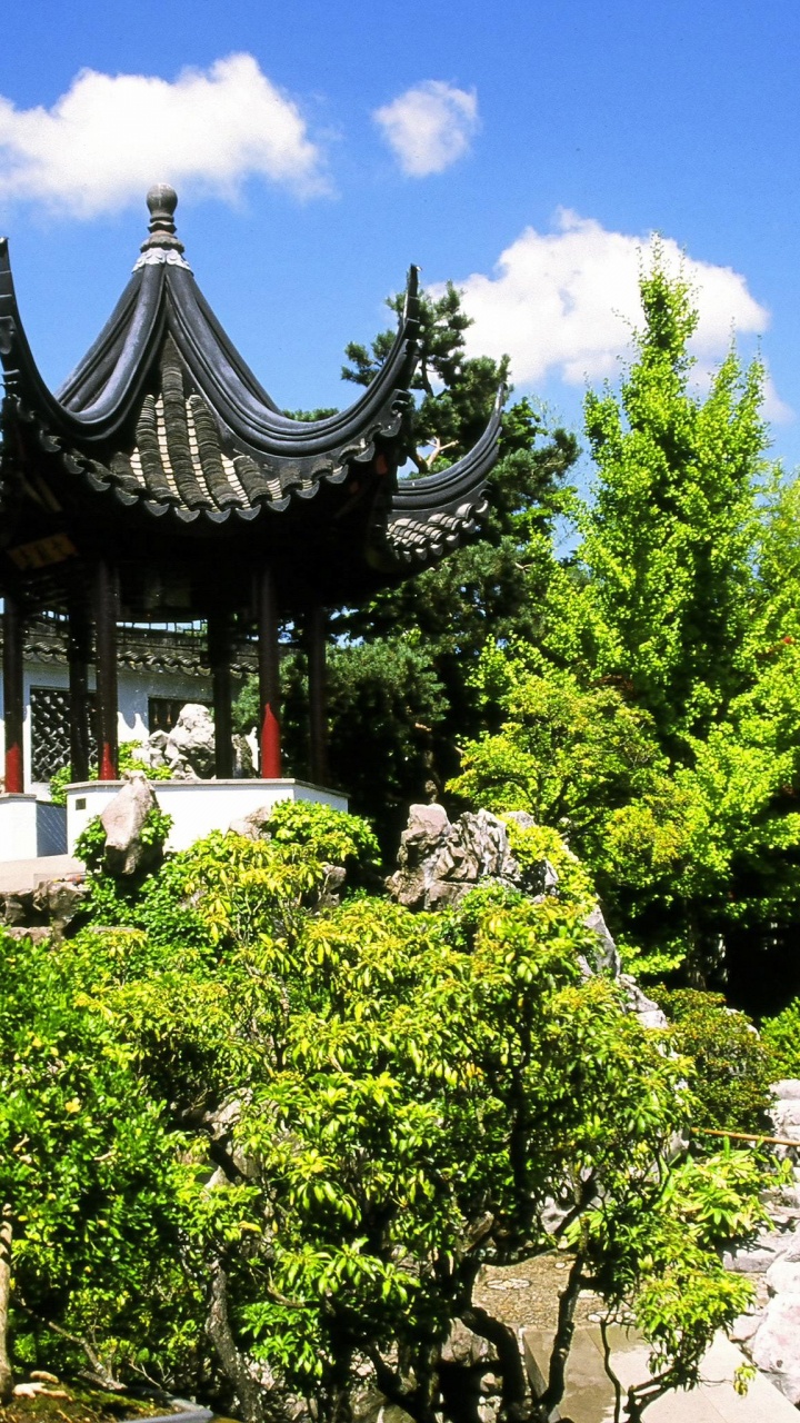 Обои Ботанический сад, китайский сад, храм, пагода, достопримечательность в разрешении 720x1280
