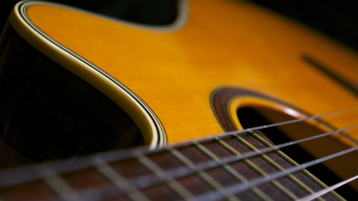 Обои гитара, электрогитара, акустическая гитара, басгитара, струнный инструмент в разрешении 1366x768