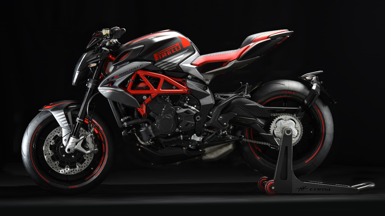 Обои mv agusta черный и красный, Милливольт Agusta Brutale 800 рублей, mv agusta, мотоцикл, шина в разрешении 1280x720