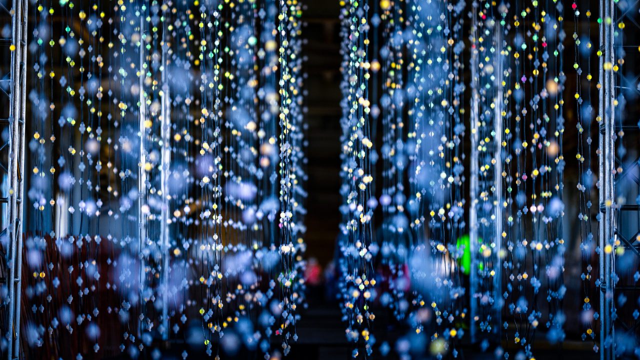 Обои Рождественские огни, узор, свет, вода, освещение в разрешении 1280x720