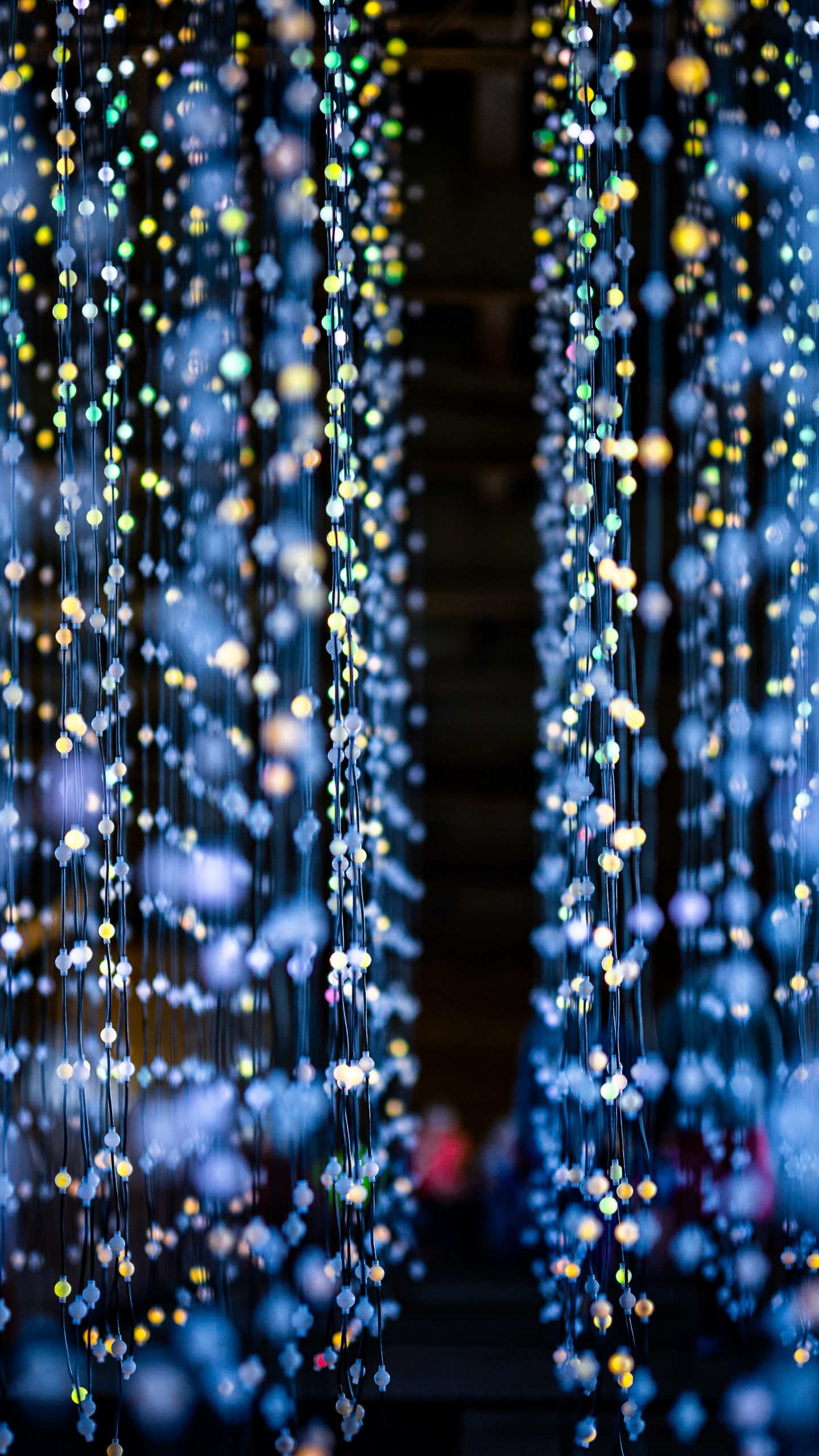 Обои Рождественские огни, узор, свет, вода, освещение в разрешении 1440x2560