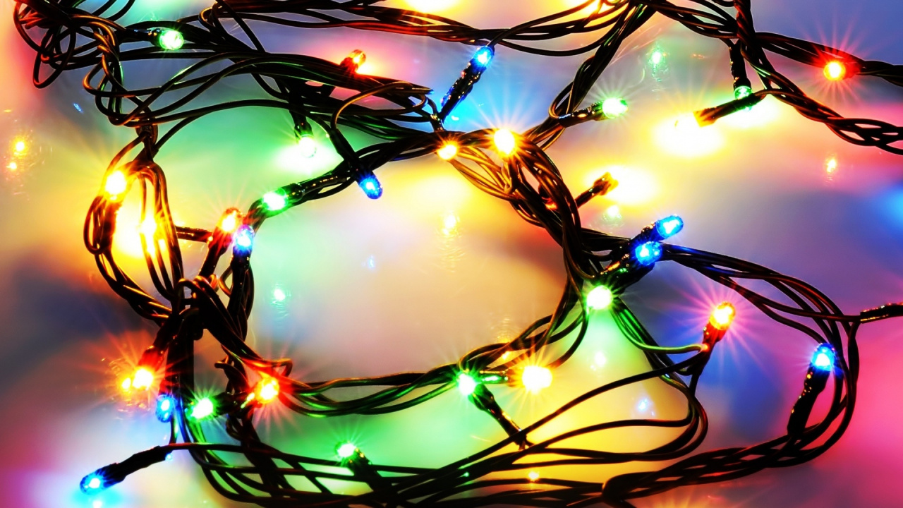 Обои Рождественские огни, Рождественский день, Рождественские украшения, рождественский орнамент, иллюстрация в разрешении 1280x720