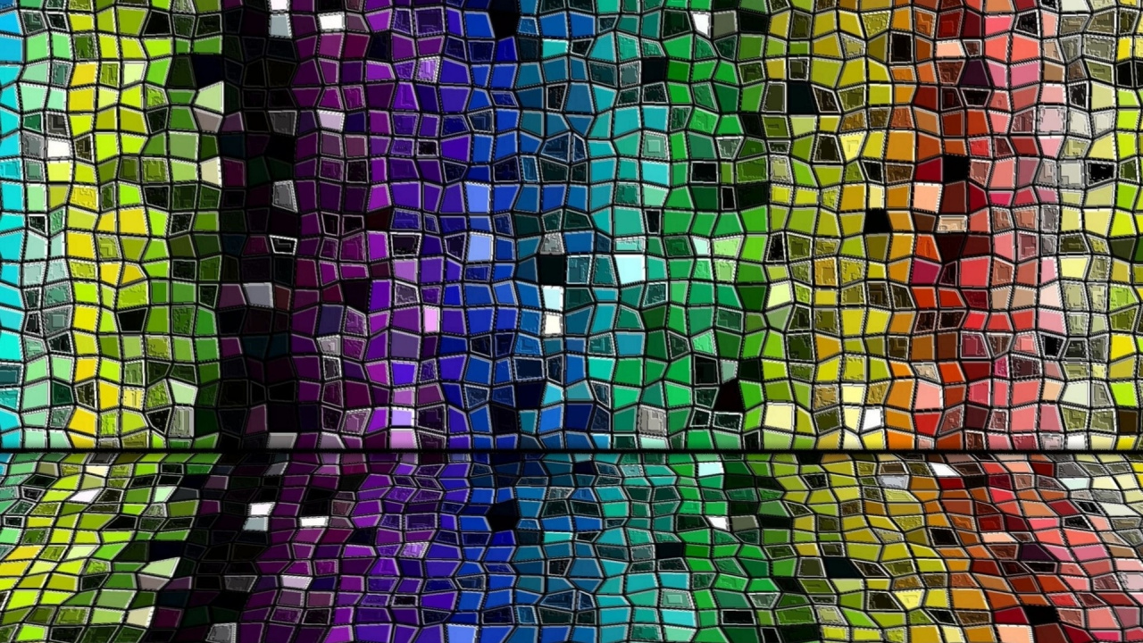 Обои мозаика, витраж, стекло, узор, пурпур в разрешении 1280x720