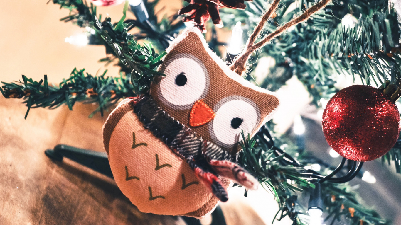 Обои Рождественский день, рождественский орнамент, Новый год, Рождественские украшения, праздник в разрешении 1366x768