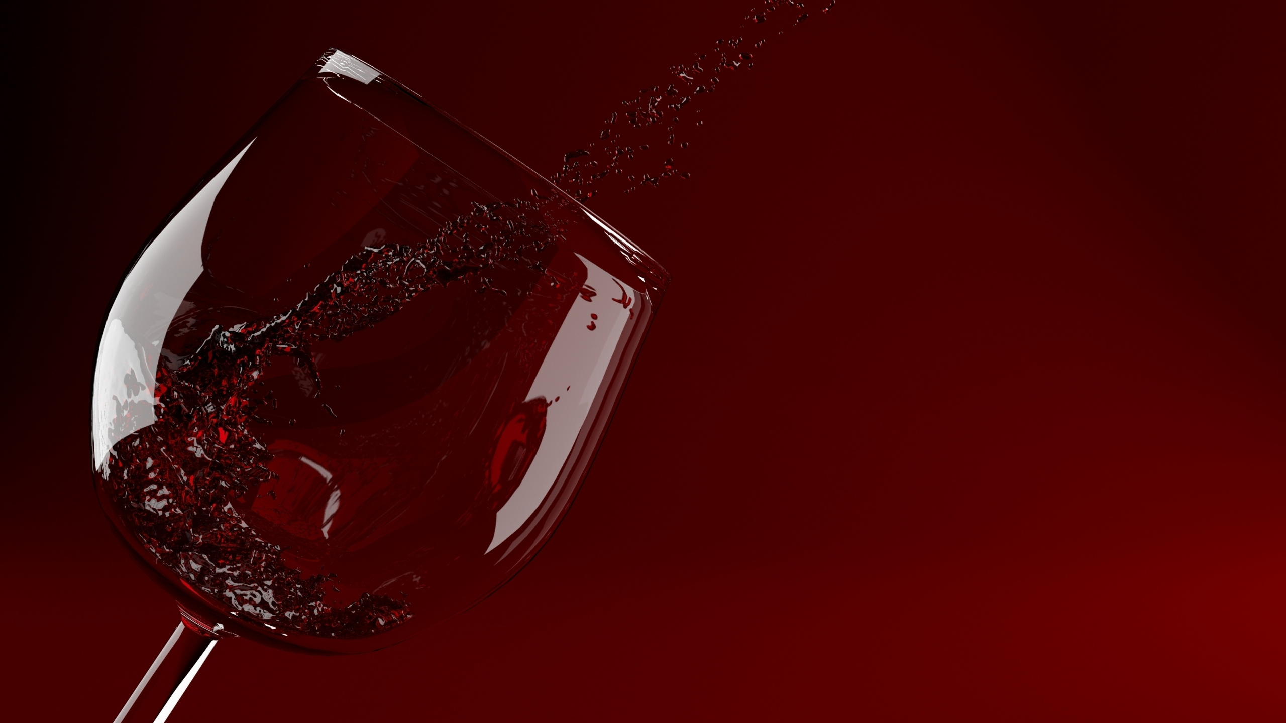 Обои красный цвет, бокал для вина, рюмки, стекло, красное вино в разрешении 2560x1440