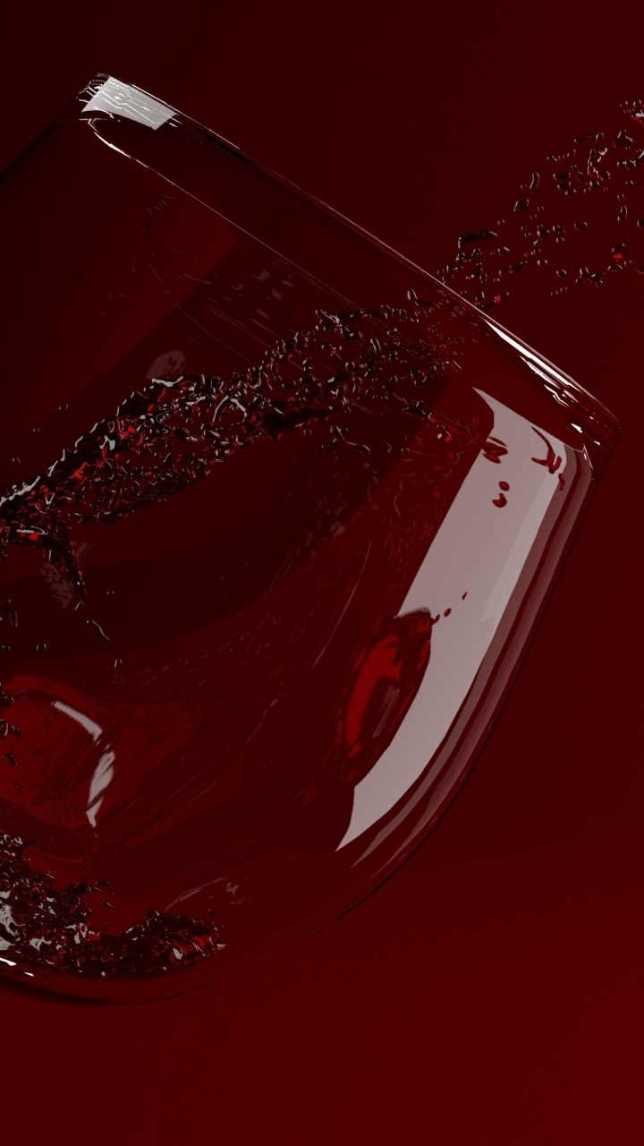 Обои красный цвет, бокал для вина, рюмки, стекло, красное вино в разрешении 720x1280