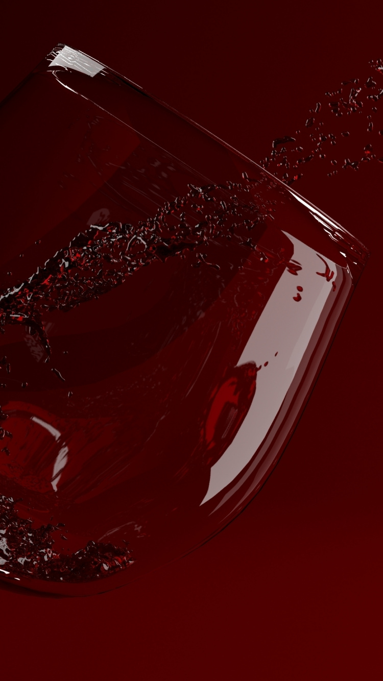 Обои красный цвет, бокал для вина, рюмки, стекло, красное вино в разрешении 750x1334