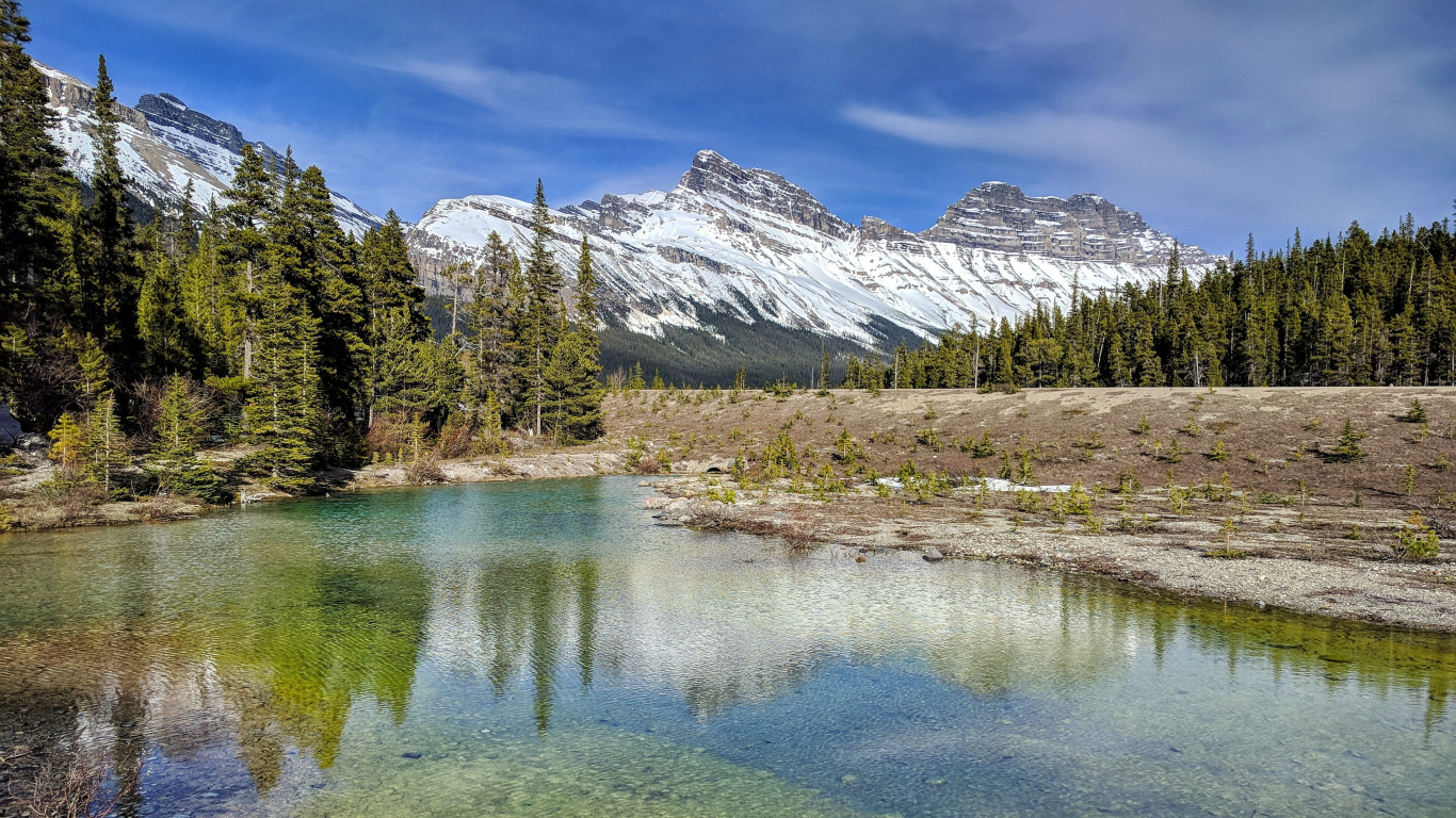 Обои скалистые горы, Канадские Скалистые Горы, гора, Горы Голубого Хребта, вода в разрешении 1366x768