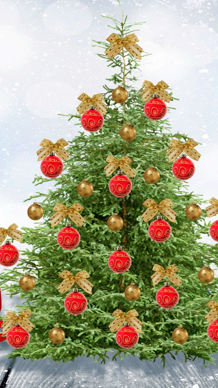 Обои Рождественский день, Новый год, елка, новогодняя елка, Рождественские украшения в разрешении 750x1334