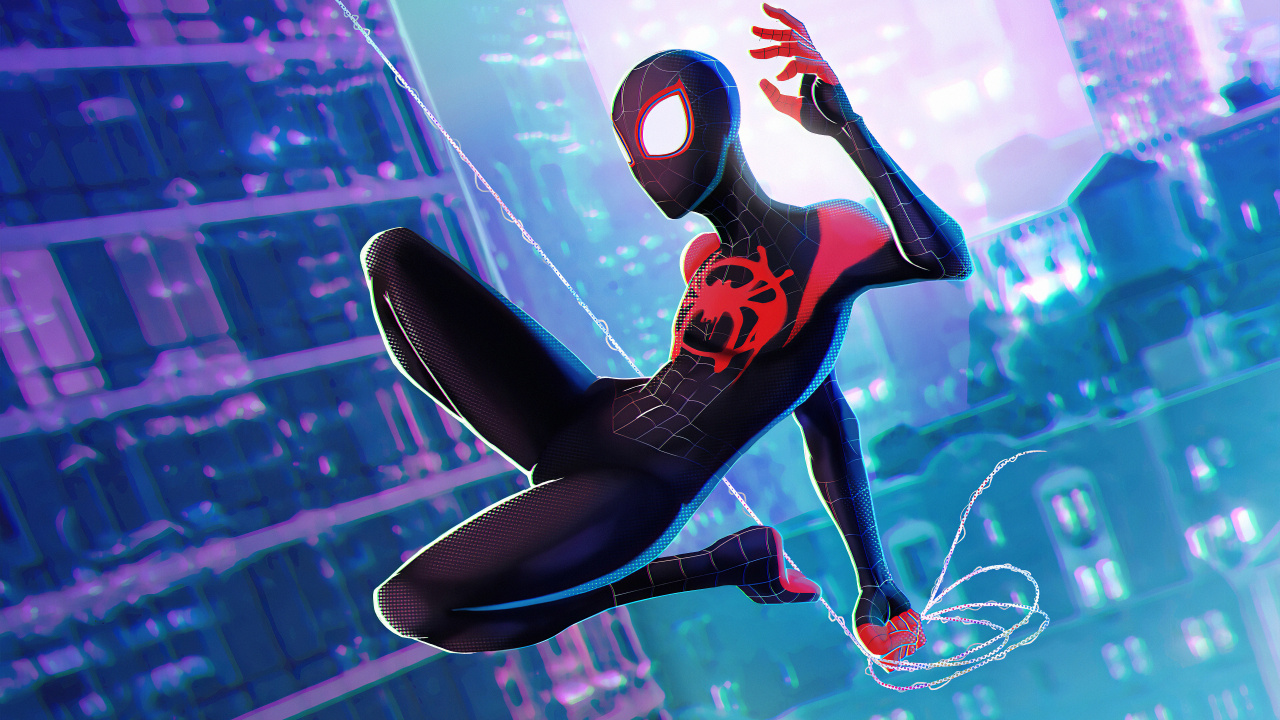 Обои Майлз Моралес, человек-паук, арт, графический дизайн, супергерой в разрешении 1280x720