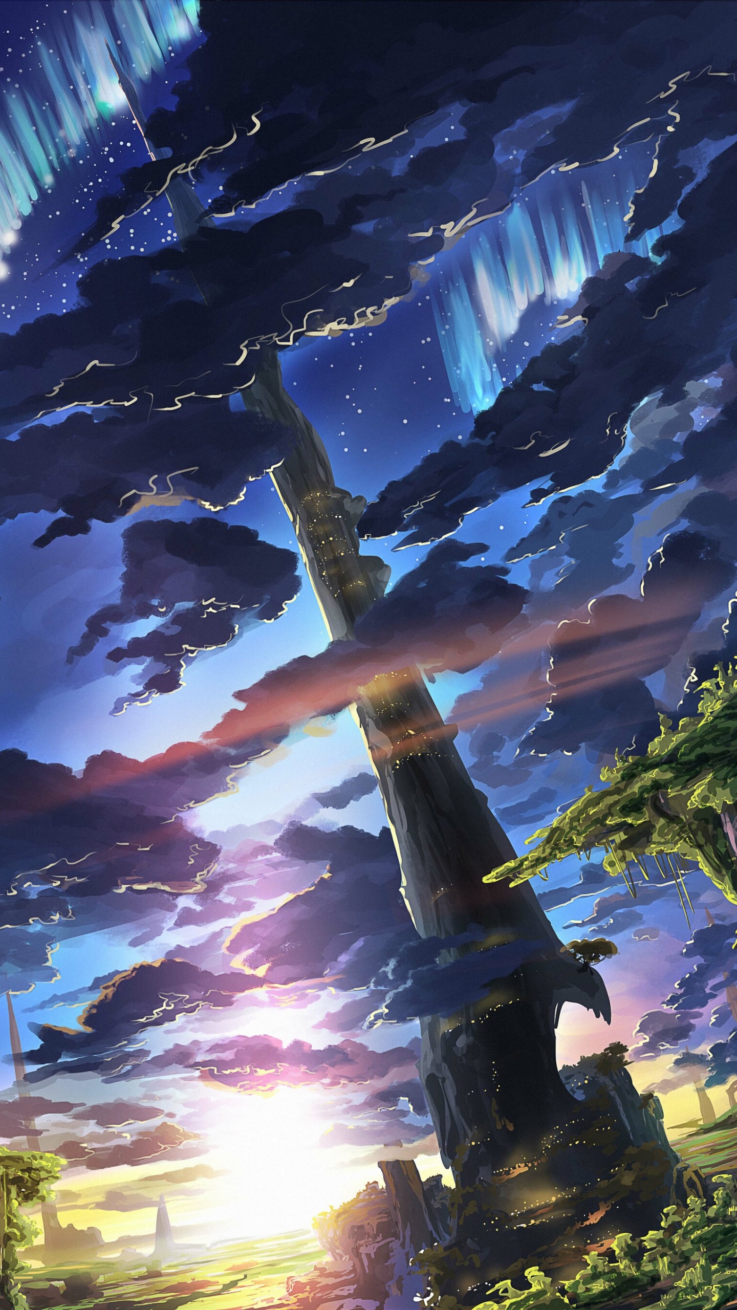 Обои атмосфера, свет, космос, облако, иллюстрация в разрешении 1440x2560