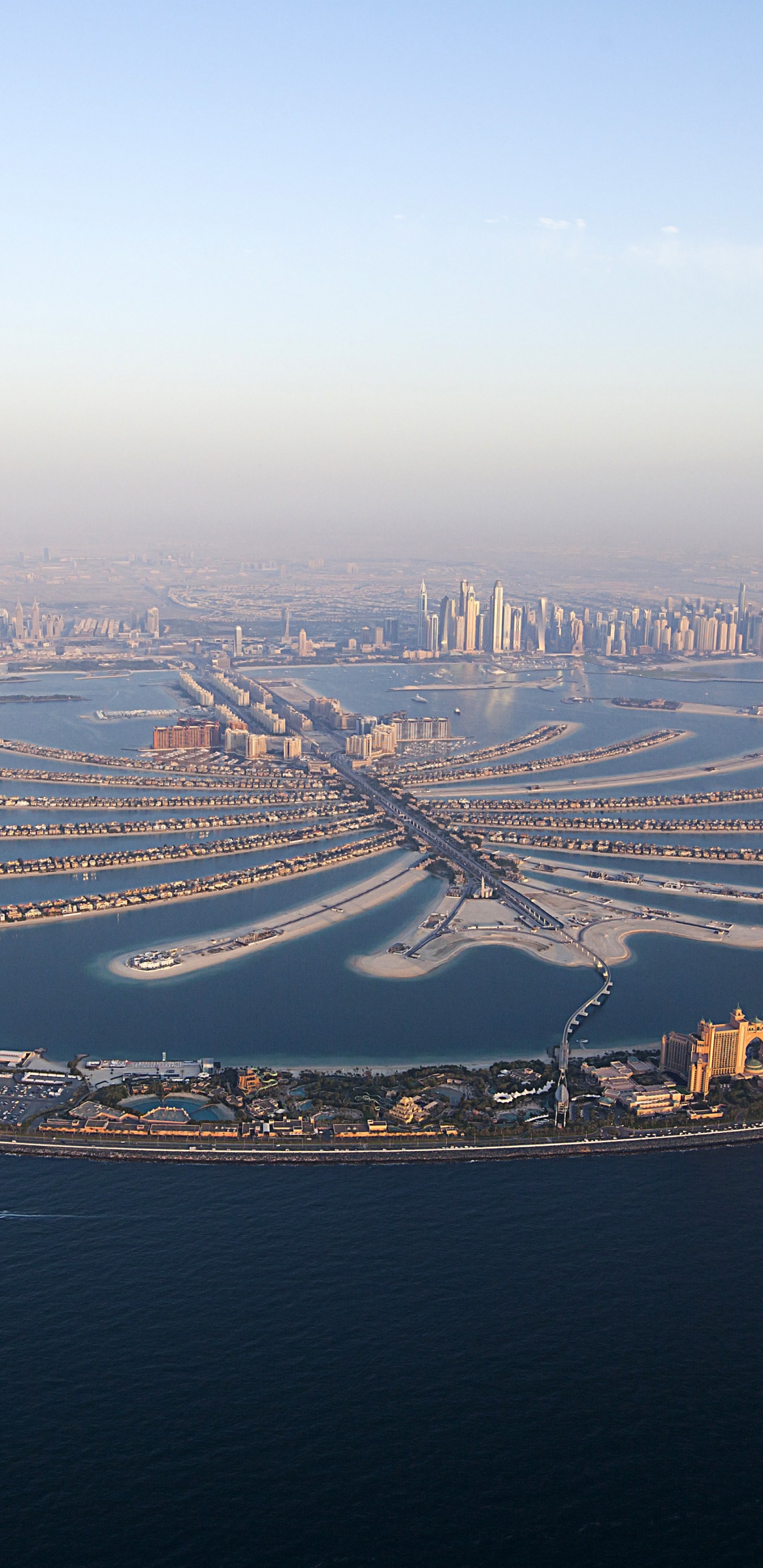 Обои Пальма Джумейра, искусственный остров, гидроресурсы, вода, Свойства Нахил в разрешении 1440x2960