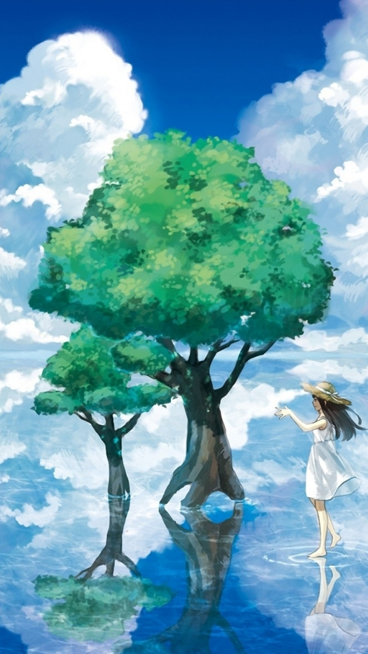 Обои аниме, пейзаж, Манга, театральные декорации, природа в разрешении 750x1334