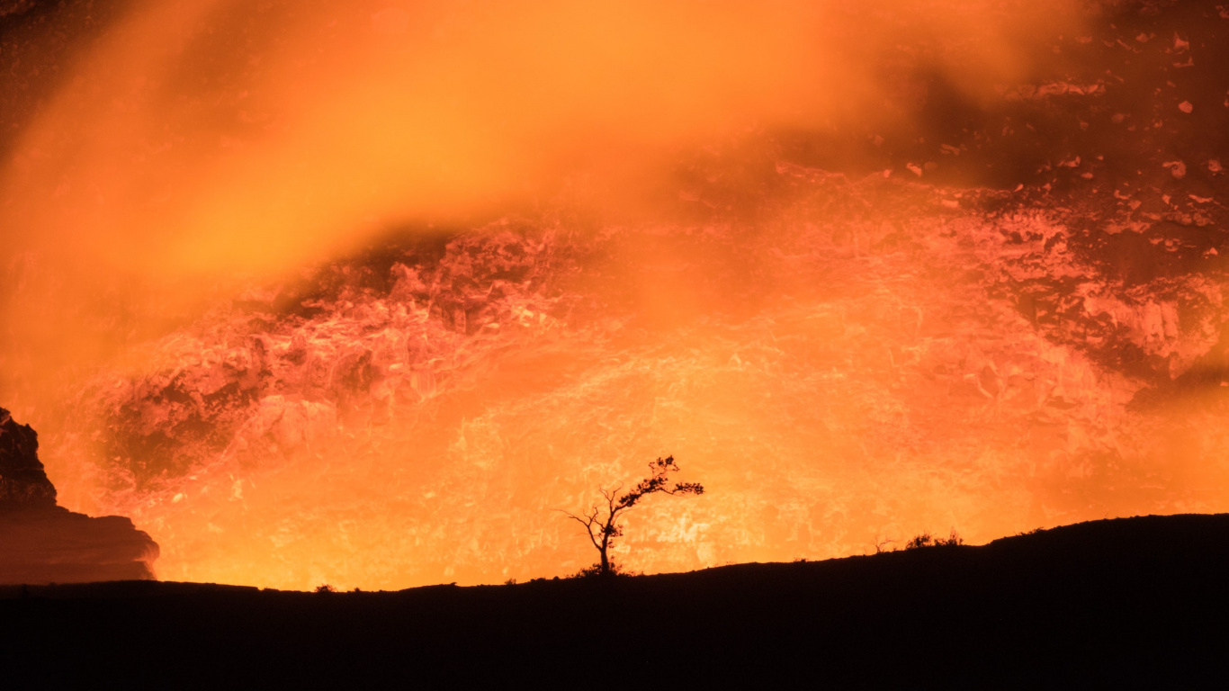 Обои пламя, атмосфера, дым, огонь, геология в разрешении 1366x768