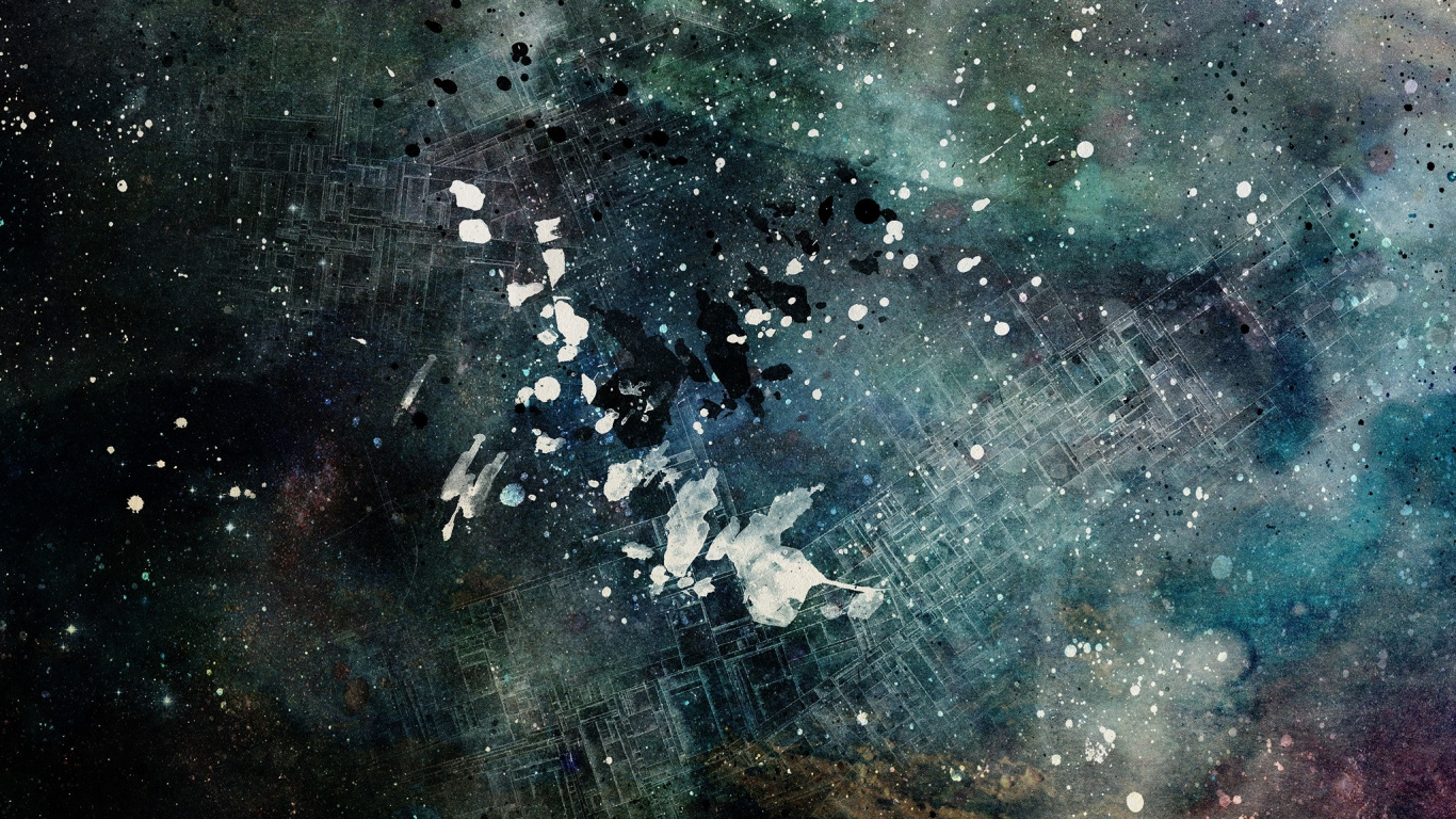 Обои космос, живопись, вода, атмосфера, туманность в разрешении 1366x768