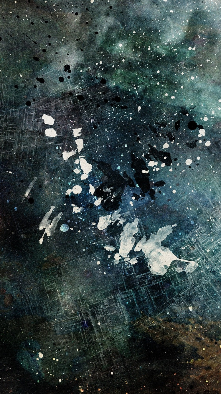 Обои космос, живопись, вода, атмосфера, туманность в разрешении 750x1334