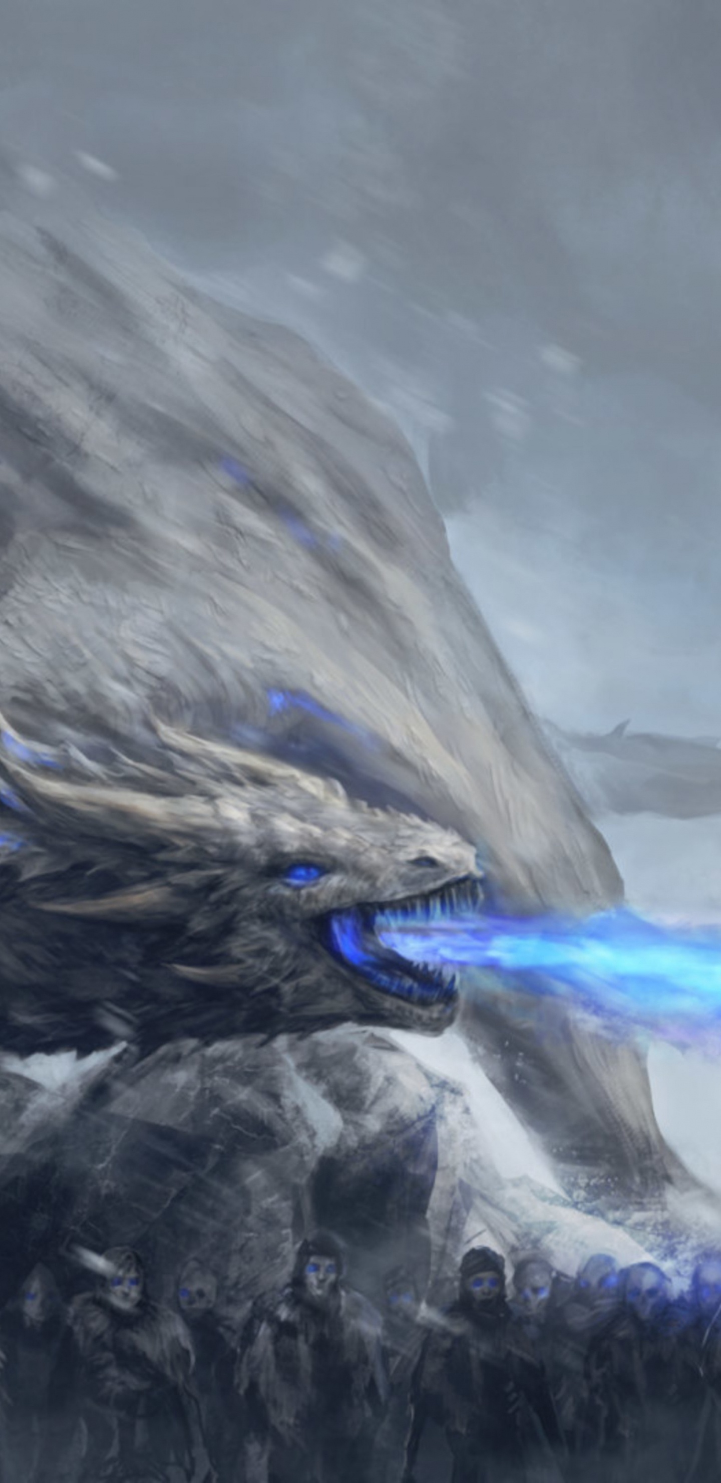 Обои белый козырек, Ночной Король, Белый Ходок, Viserion, Игра Престолов - 8 сезон в разрешении 1440x2960