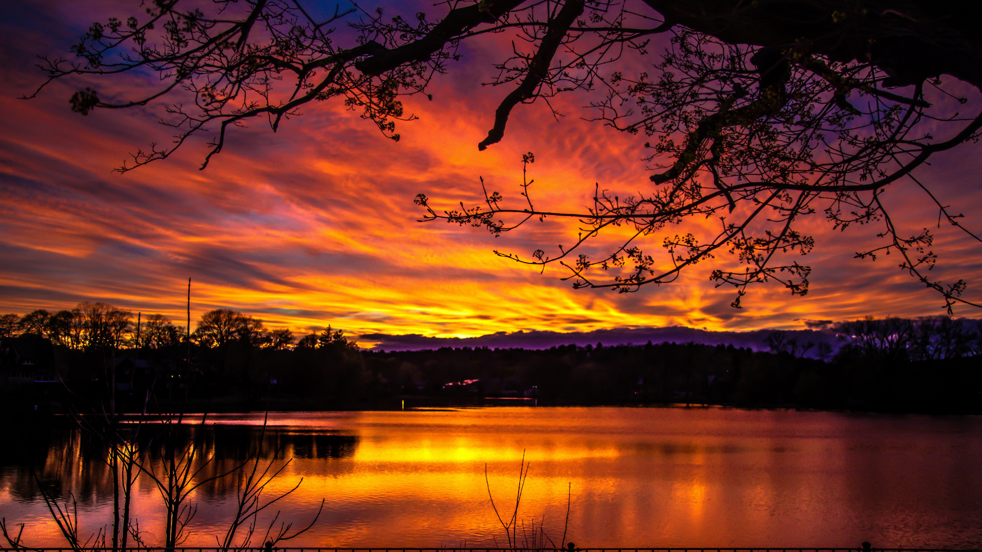 Обои закат, природа, послесвечение, облако, восход солнца в разрешении 1920x1080