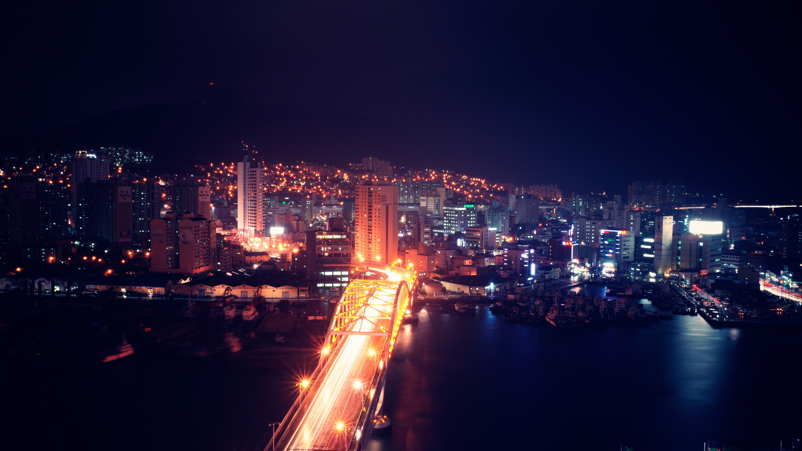 Обои ночь, городской пейзаж, город, городской район, метрополия в разрешении 2560x1440