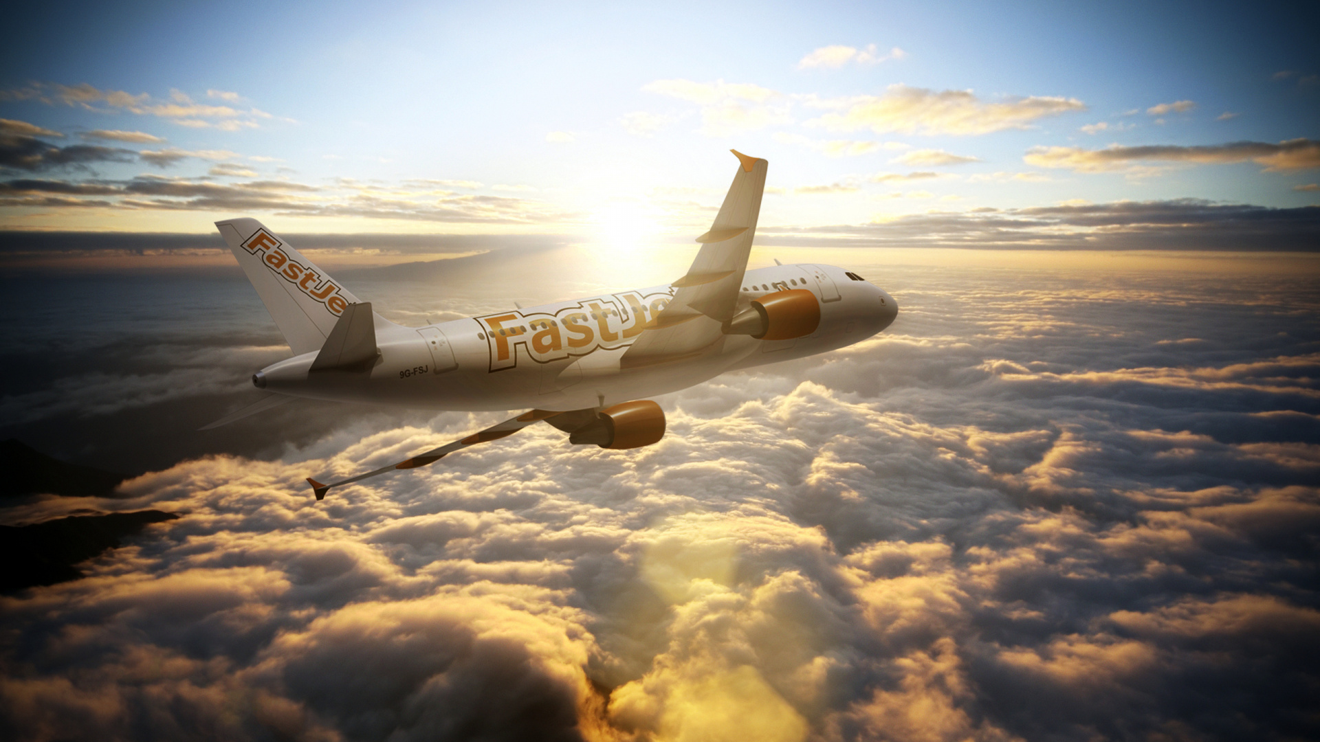 Обои полет, самолет, авиакомпания, самолеты, авиация в разрешении 1920x1080