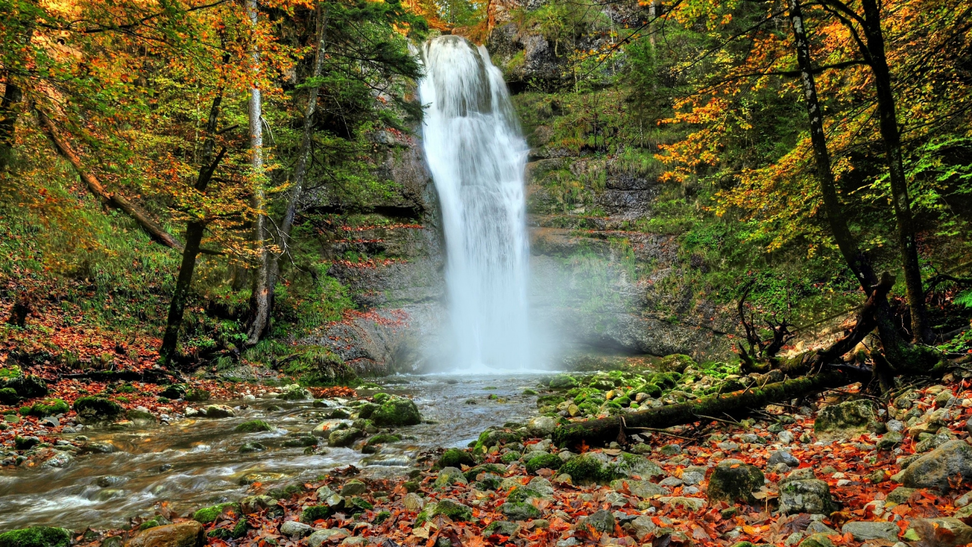 Обои водопад, водоем, природа, вода, природный заповедник в разрешении 1920x1080
