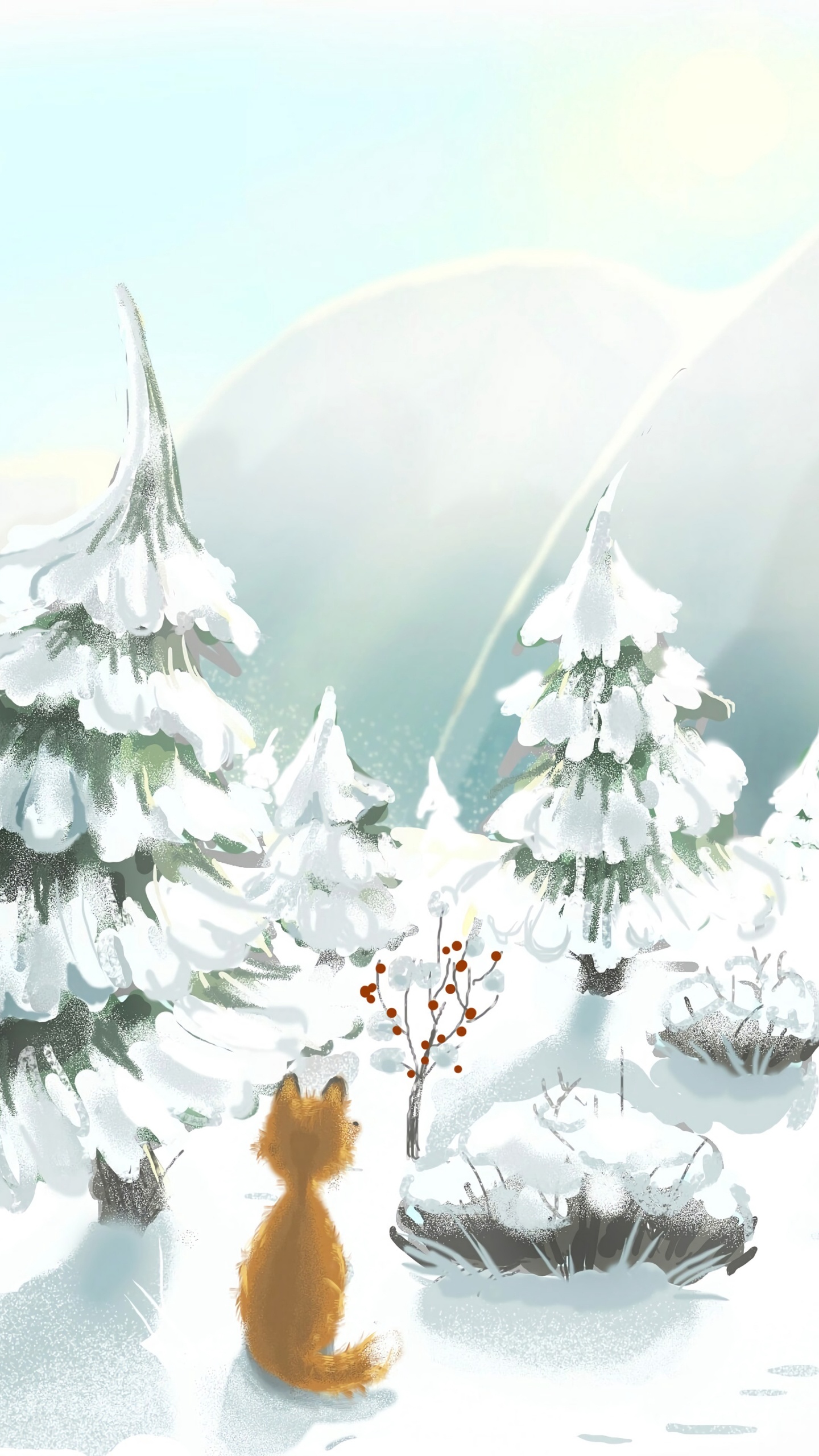 Обои елка, Рождественский день, семейства сосновых, пихта, зима в разрешении 1440x2560