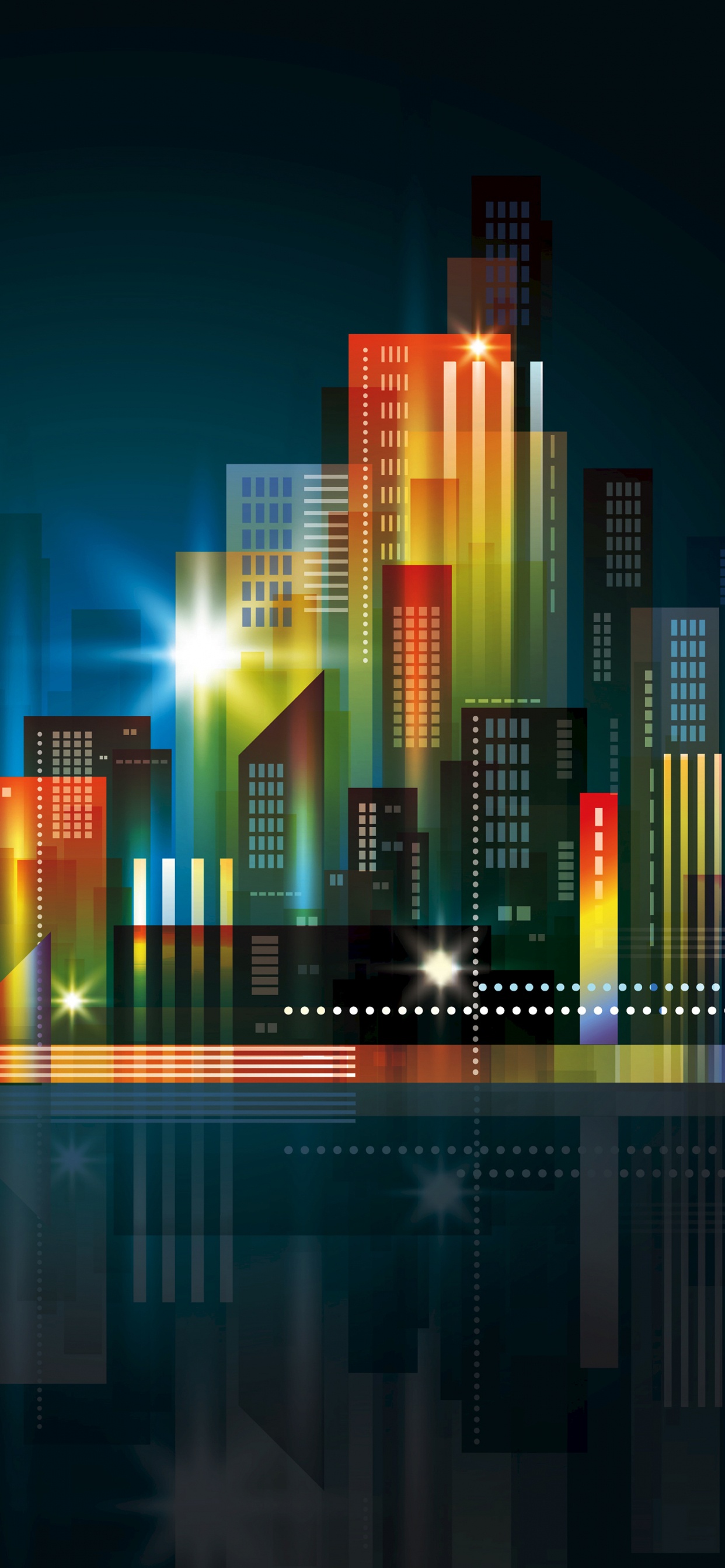 Обои городской пейзаж, иллюстрация, векторная графика, небоскреб, графика в разрешении 1242x2688