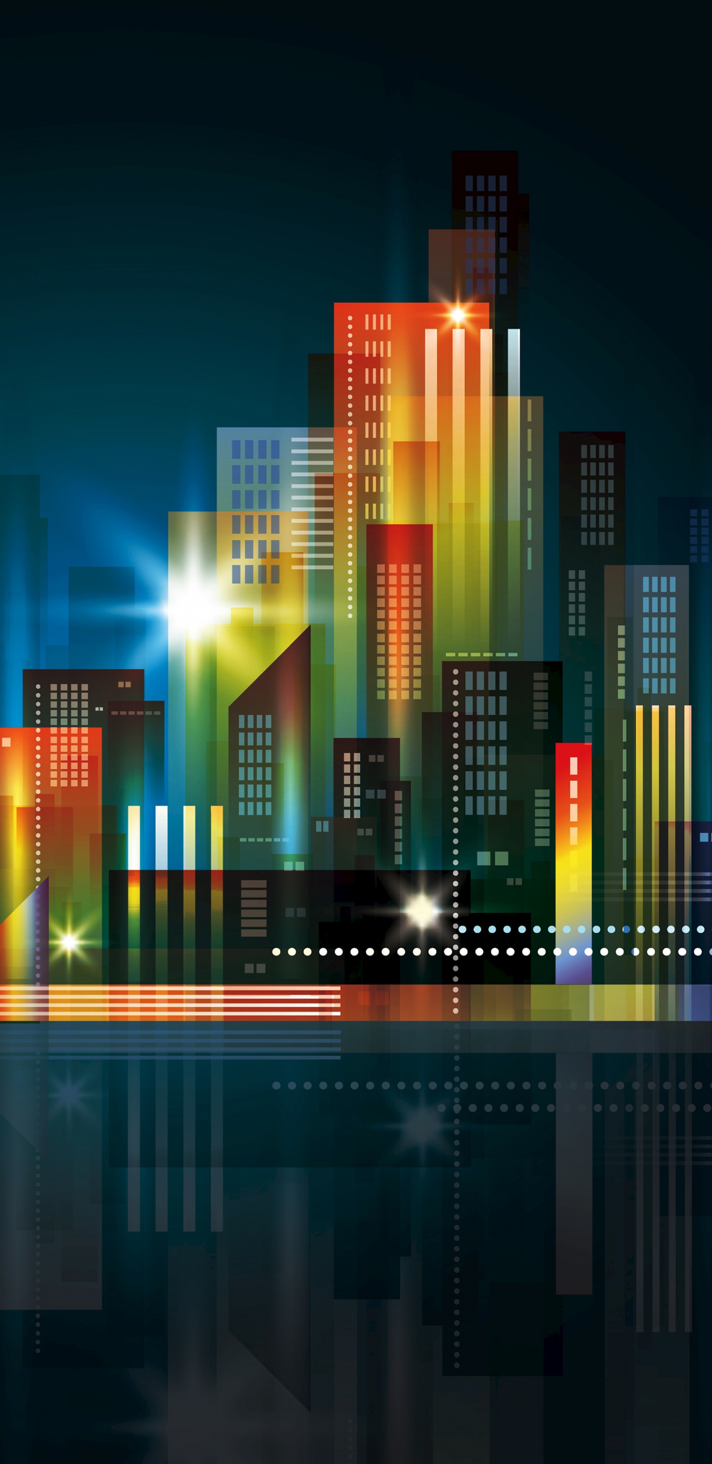 Обои городской пейзаж, иллюстрация, векторная графика, небоскреб, графика в разрешении 1440x2960