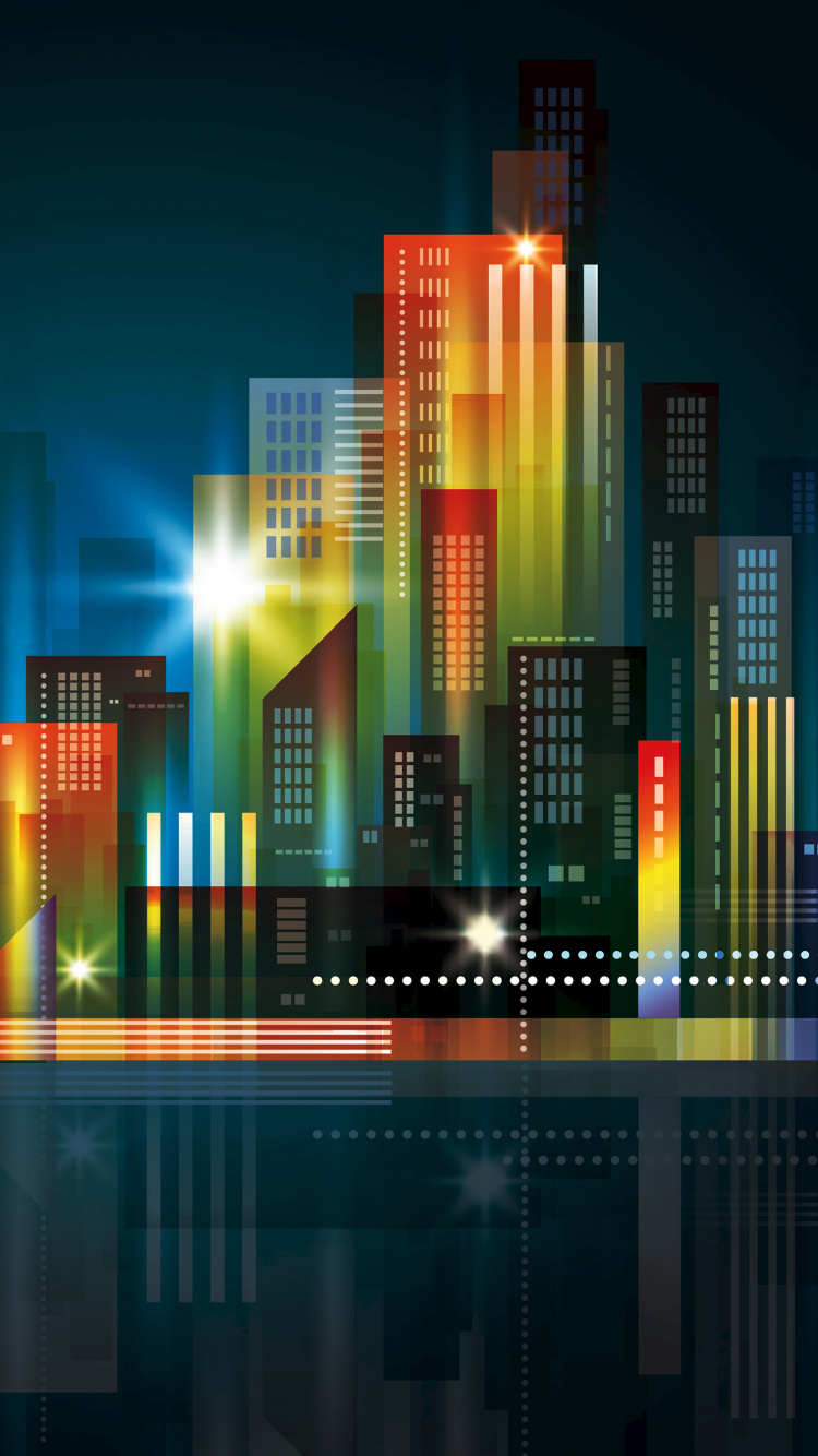 Обои городской пейзаж, иллюстрация, векторная графика, небоскреб, графика в разрешении 750x1334