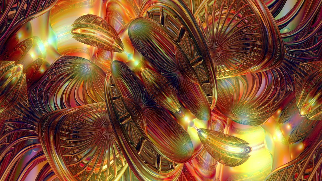Обои фрактальное искусство, психоделическое искусство, симметрия, постер, абстрактное искусство в разрешении 1366x768